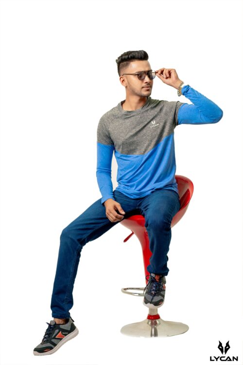 DSC05729 Lycan Men Two Tone long sleeve Activewear T-shirt