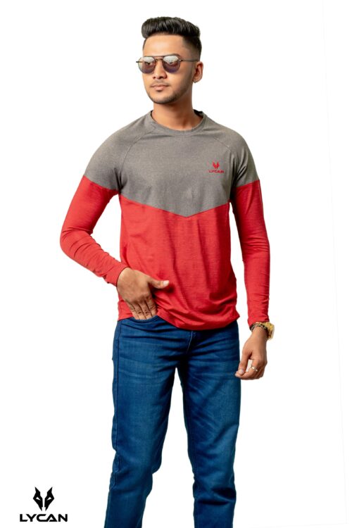 DSC05745 Lycan Men Two Tone long sleeve Activewear T-shirt